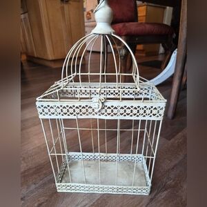Vintage Weathered Birdcage Shabby Chic Farmhouse Decor Accent. Cute chippy metal